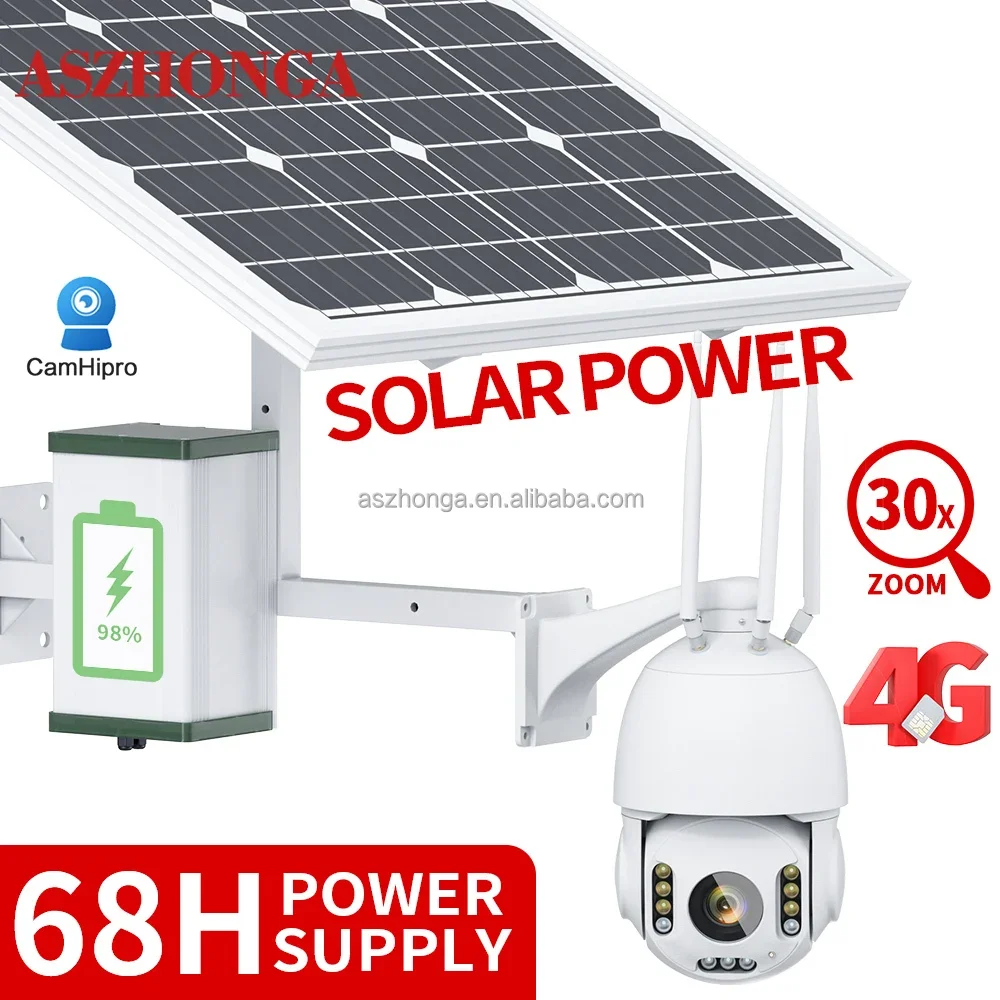 80W 40AH Battery Solar Panel HD 5MP 30X ZOOM Security IP Camera Wireless 3G 4G SIM Card Outdoor PTZ CCTV Surveillance Cam CamHi