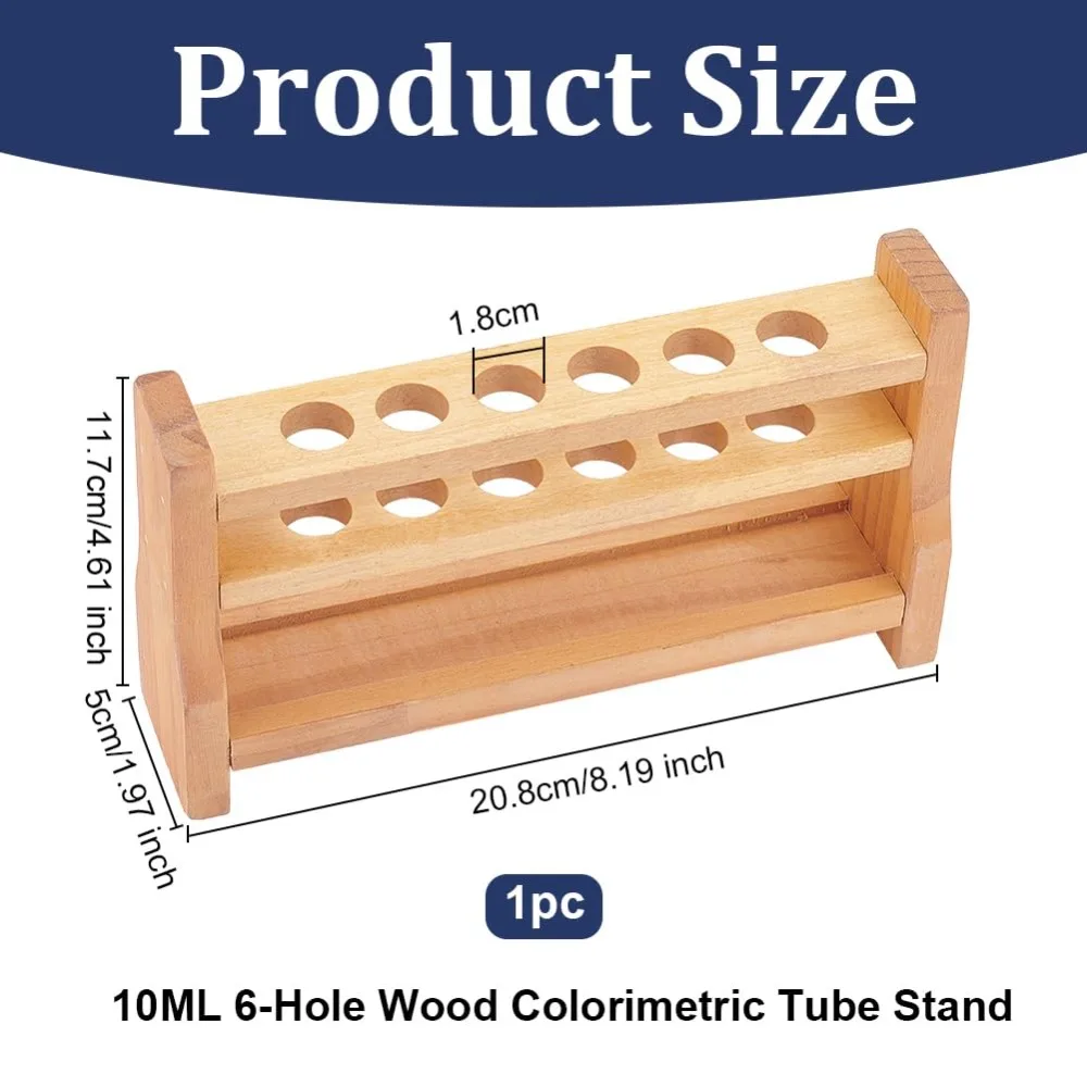 6 Holes Wooden Test Tube Rack 10ML Test Tube Display Stands 18mm Hole Racks Wood Colorimetric Stand