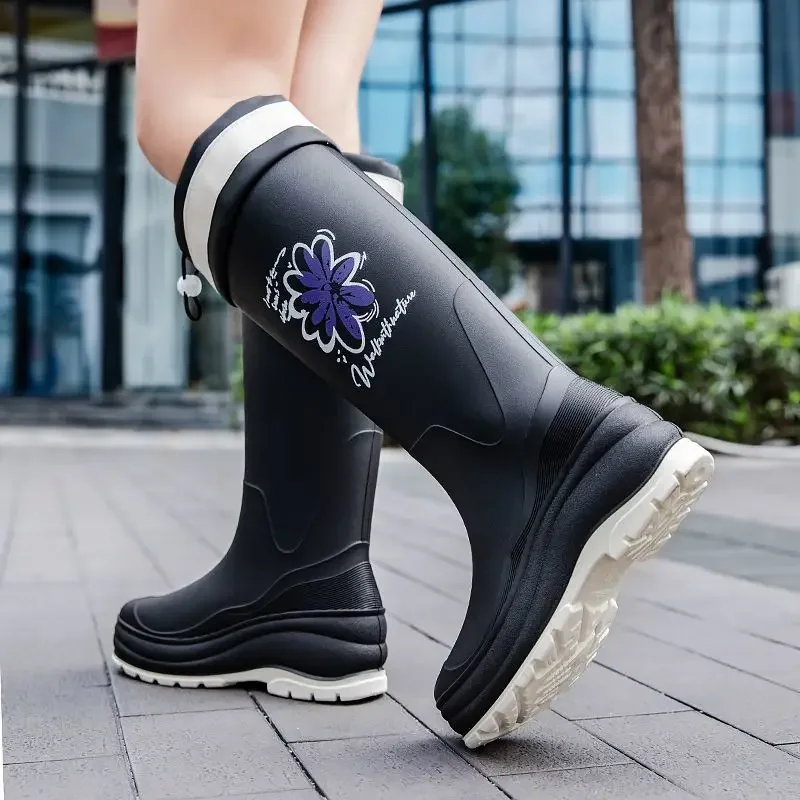 أحذية المطر النسائية الكورية عالية الجودة مقاومة للماء ومضادة للانزلاق ونعل سميك ومتينة للاستخدام في الهواء الطلق #5