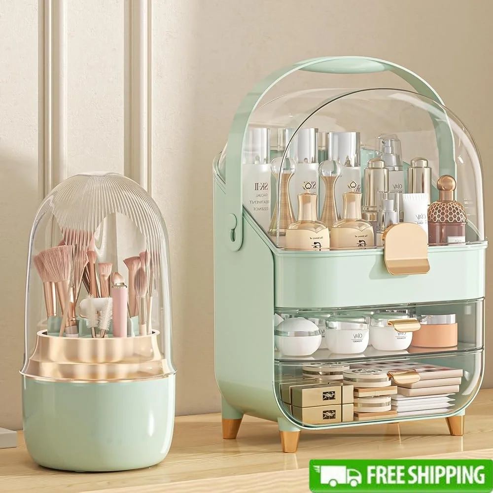 

Makeup Organizer Skincare Holder Cosmetic Storage Box Bathroom Counter Organizer Clear Display Case Beauty Products Gift Teens