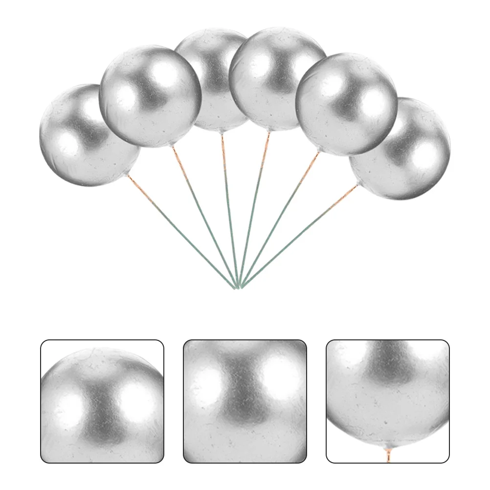 

36 Pcs Foam Ball Ornament Cup Cake Toppers Balls Decor for Decorating Decorations Cupcake Small Wedding Pearl