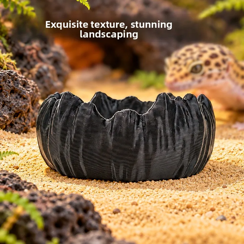 Reptile Volcano Food Bowl Terrarium Decor Hideout Dish PETG Molded Feeder Water Basin for Leopard Gecko Lizard Spider Tortoise