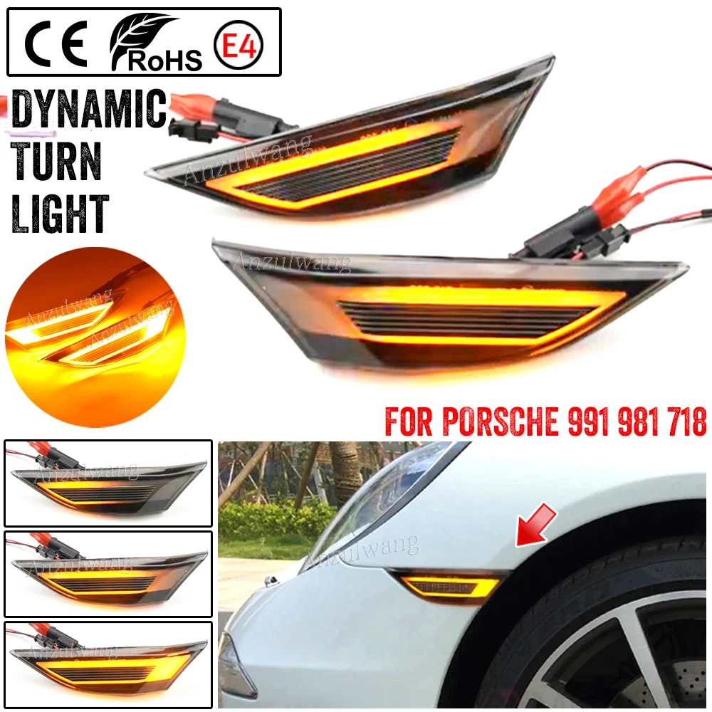 Dynamic LED Side Marker Light Turn Signal Lamp For Porsche 991 981 718 2012-2016 99163125704 99163115502