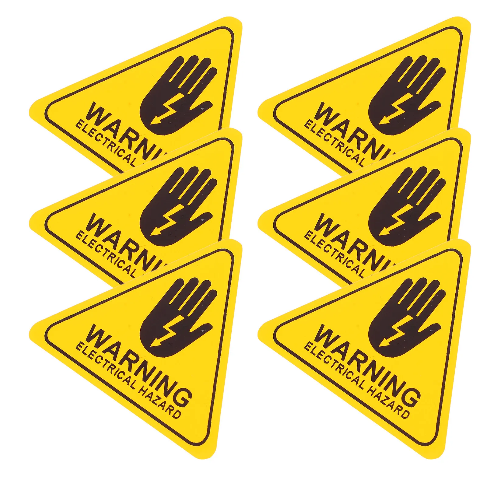 

6Pcs Triangle Electrical Hazard Warning Sign Safety Sticker English Text Weatherproof Indoor Outdoor Use Electric Fence Voltage