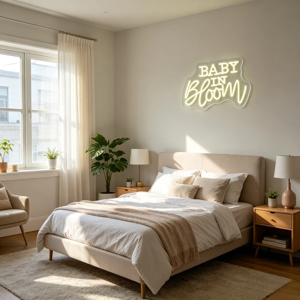 Neon Sign Baby In Bloom LED Wa - Baby Nursery Table recension och pris