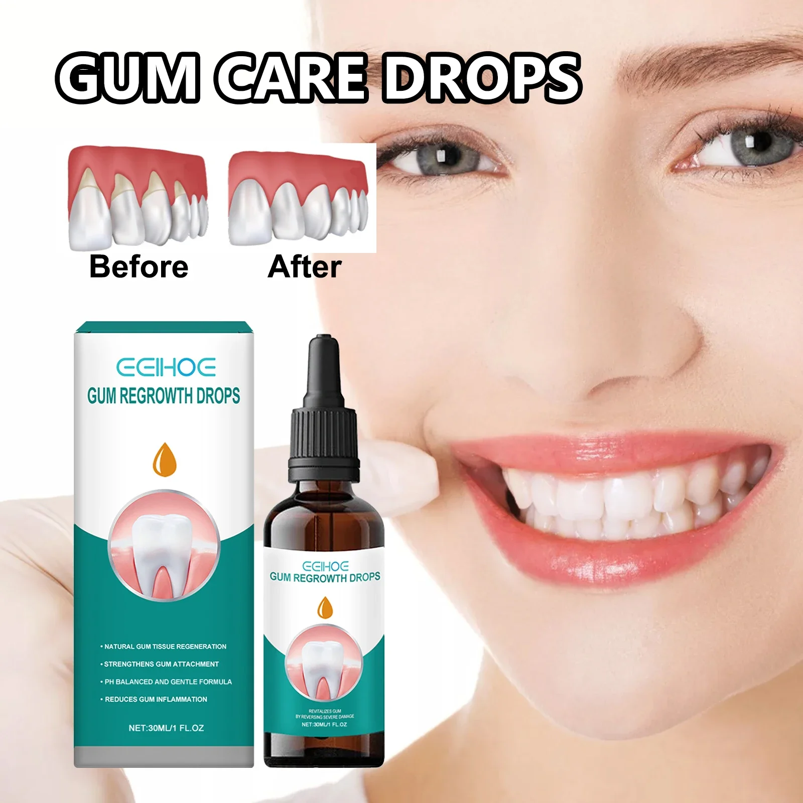 5pcs Gingival Repair Drop Quickly Repair of Cavities Teeth Whiten Remove Yellow Plaque Stains Relieve Gums Decay Cleaning Oral