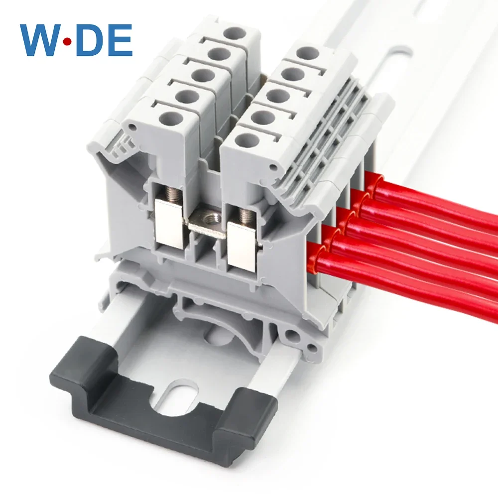 UK-5N Din Rail Terminal Block Universal Connector Screw Connection Electrical Wiring Conductor UK5N Terminal Strips Block 10pcs