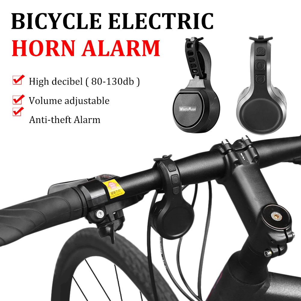 New MTB Road Bike Electronic Horn Rechargeable Bike Bell IPX6 Waterproof 80-130dB Handlebar Anti-Theft Alarm Ring Bell