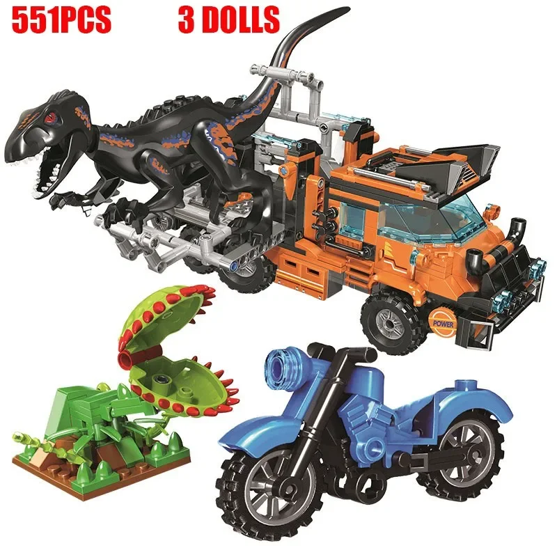 Jurassic World Dinosaur Park Tyrannosaurus Rex Pterosauria Truck Series Building Blocks Dinosaur Car Bricks Toys Children Gifts