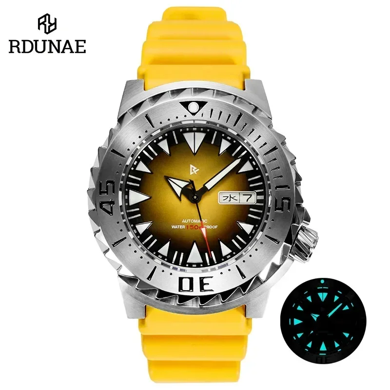 RDUNAE R5 Monster Watch Automatic Mechanical for Men NH35 Sapphire Crystal BGW-9 Luminous Wristwatch 150M Waterproof Watches