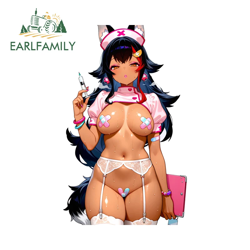 EARLFAMILY Hololive Loli Cosplay Car Accessories Sexy Love Chest Patch Kitten Costume Sticker Decal Vinyl Car Wrap Waifu Tumbler