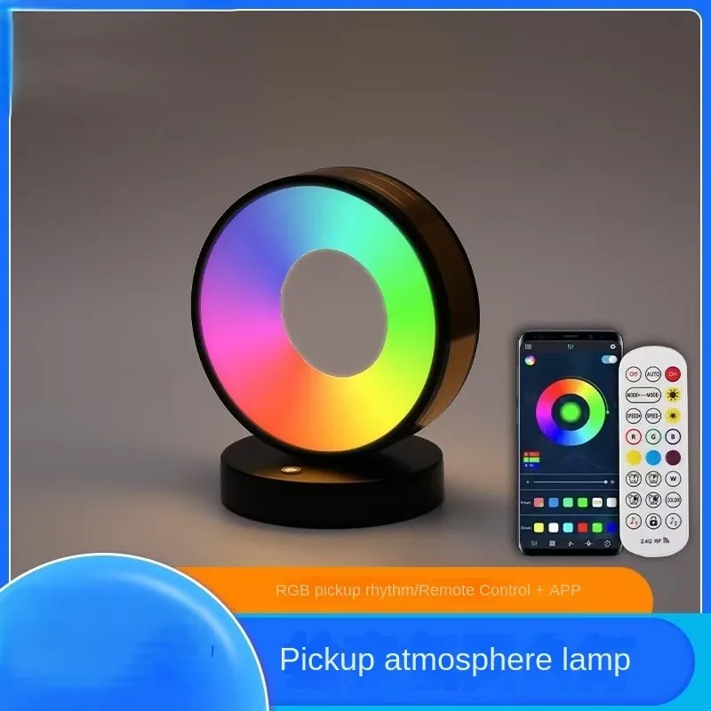 Lampka nocna 3D do sypialni, lampka LED RGB sterowana głosem, lampka indukcyjna z rytmem muzyki, lampka ambientowa LED z muzyką i efektem skaczącej światełkowej kula.