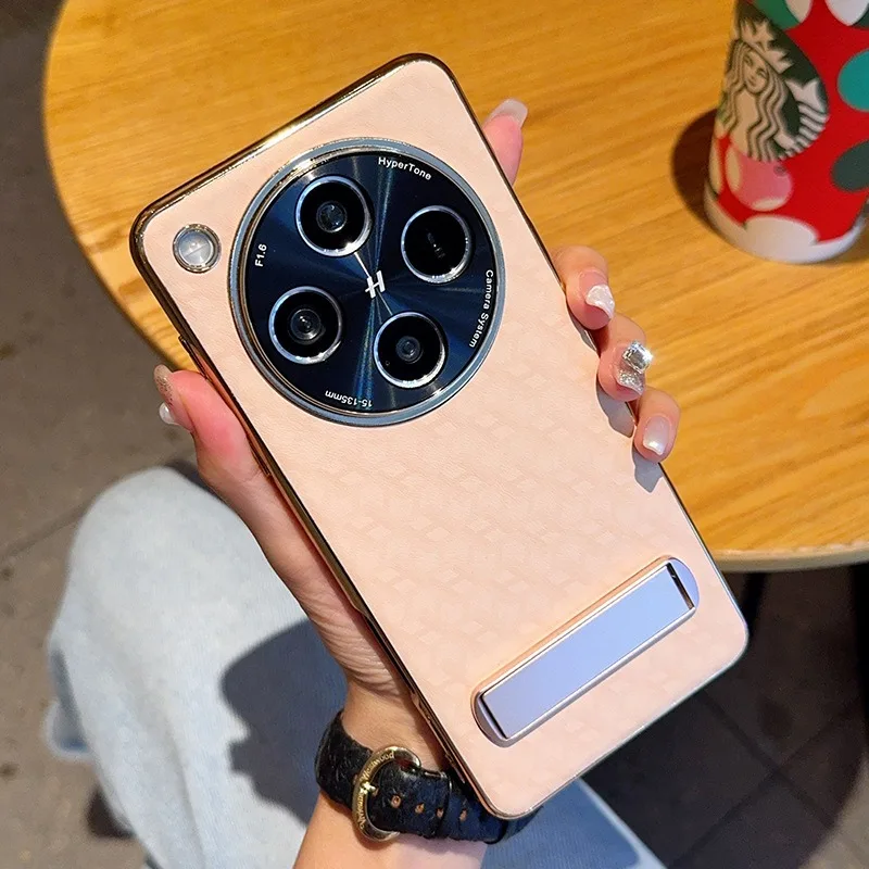 

Luxury Plain Leather Phone Case for OPPO Find X8S Plus X8 Ultra X6 Pro X7 Hidden Bracket Anti Fingerprint Protective Hard Shell