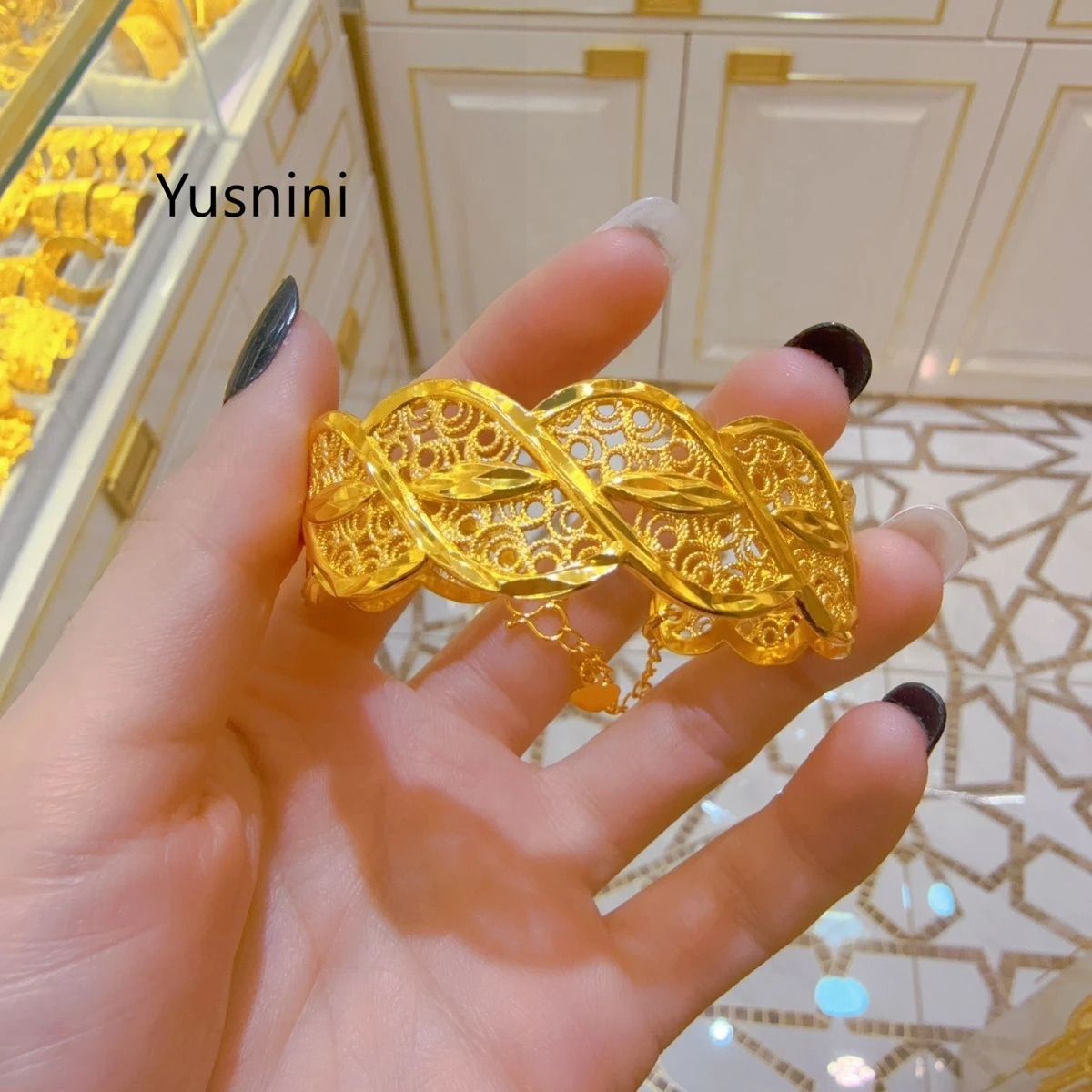 新しいフランスのドバイファッション高級24k金メッキブレスレット、愛する人への絶妙な婚約パーティー用ジュエリー-7777