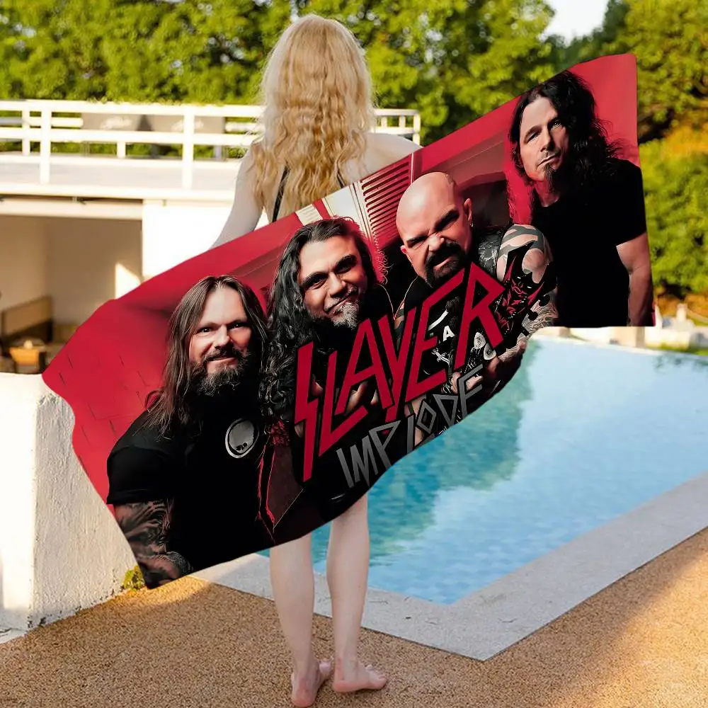 S-Slayer H-Heavy M-Metal Band Beach Towel Colorful Bath Towels for Girl Microfiber Quick Dry Custom Sand Free Beach Spa Gym Pool