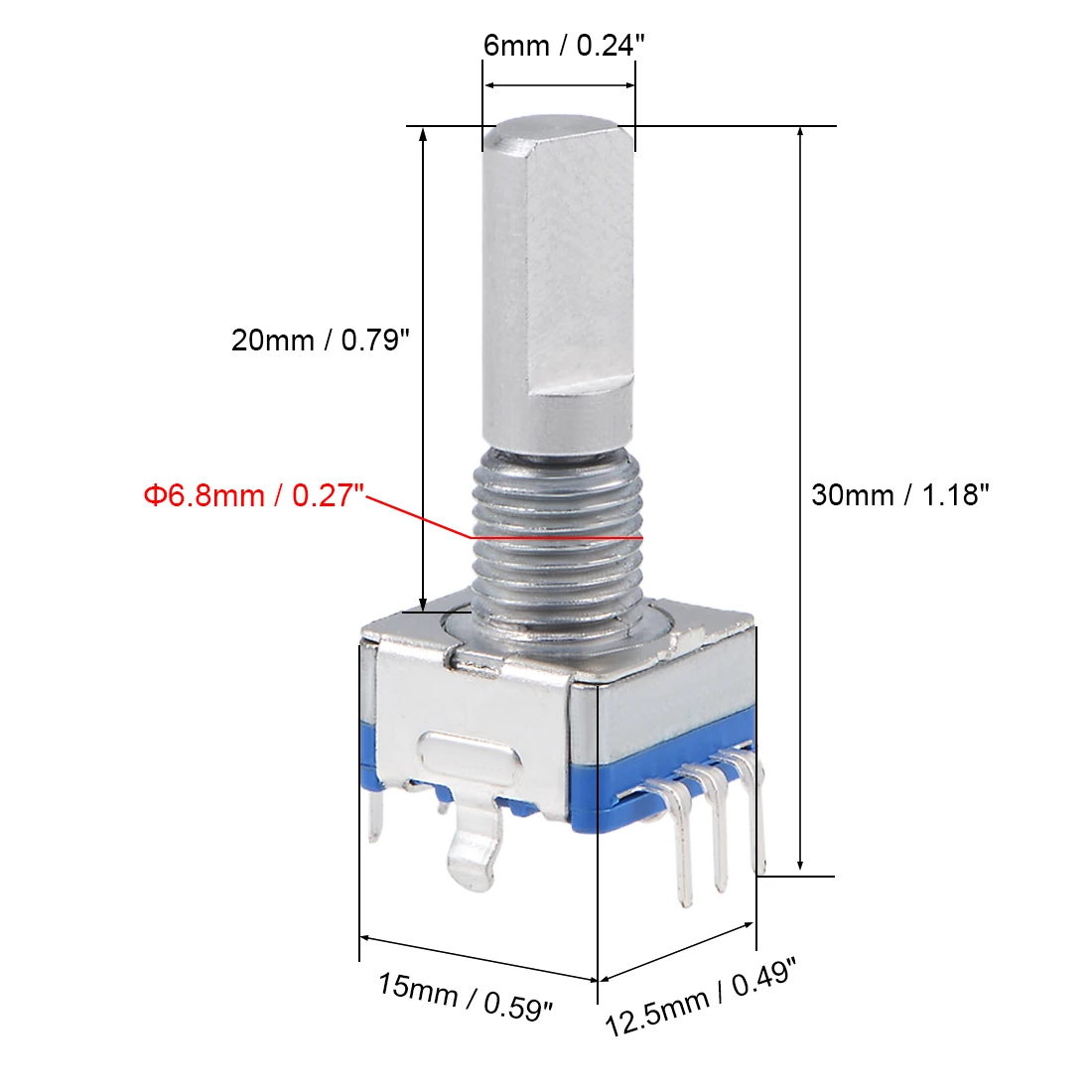 5 szt. Enkoder obrotowy 360 stopni, przełącznik kodowy, potencjometr cyfrowy EC11, 5 pinów, wałek D 20 mm