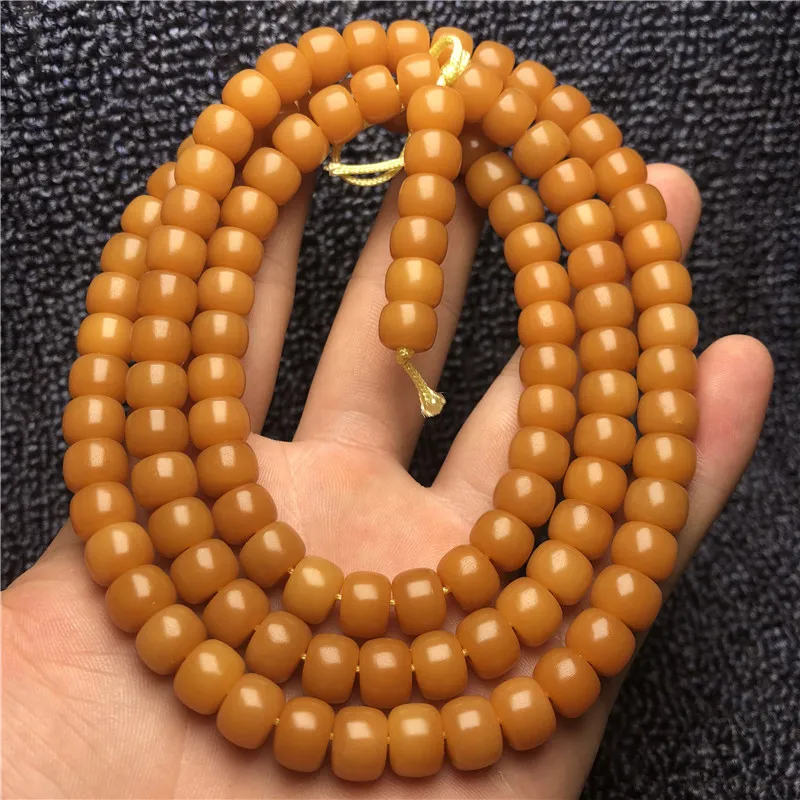 

Factory Wholesale108Old Weathered Bodhi Root Bracelet Yellow Chicken Grease Bodhi Seed Barrel Bead BraceletdiyOrnament