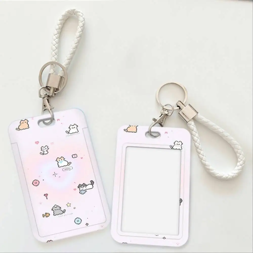 Pixel Cats ID Card Holder Plastic Card Protector For Medical Staff Student Bank Credit Card