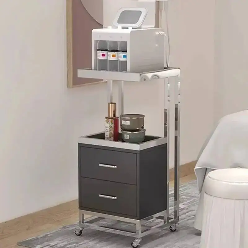 TrolleySalon Hair Styling Station Foldable Cart Stroller Carrito Estilistathe Beauty Cosmetic Wheels Equipment Furniture Storage