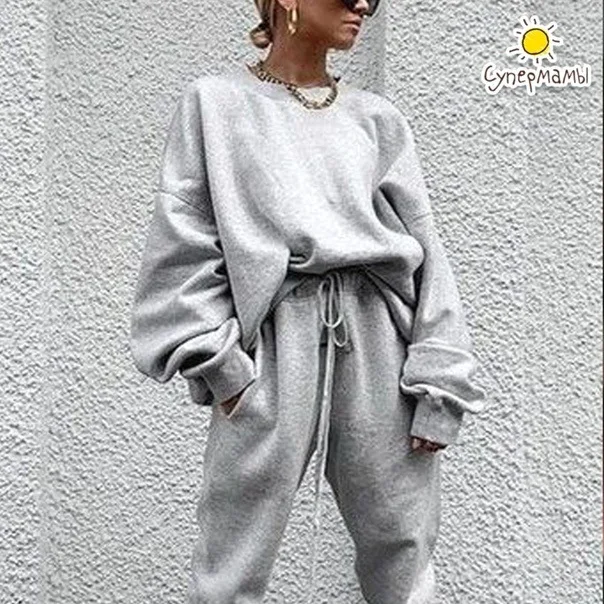 Women Two Piece Set Print Casual Sports Suit Long Sleeve Round Neck Pullover Y2k Tops Elastic Waist Loose Ankle Lenth Pants Set