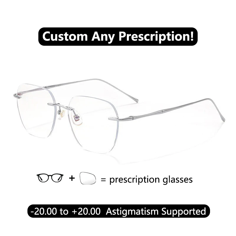 

Ultralight Titanium Prescription Glasses No Frame Photochromic Reading Glasses Frameless Myopia Glasses Man Rimless 0.5 6.0 7.00