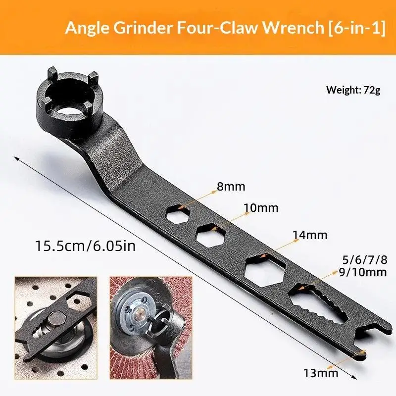

Multifunction Wrench Angle Grinder Four Claw Thickened Disassembly Wrench Adjustment Tool For Grinding Wheel Machine Accessories