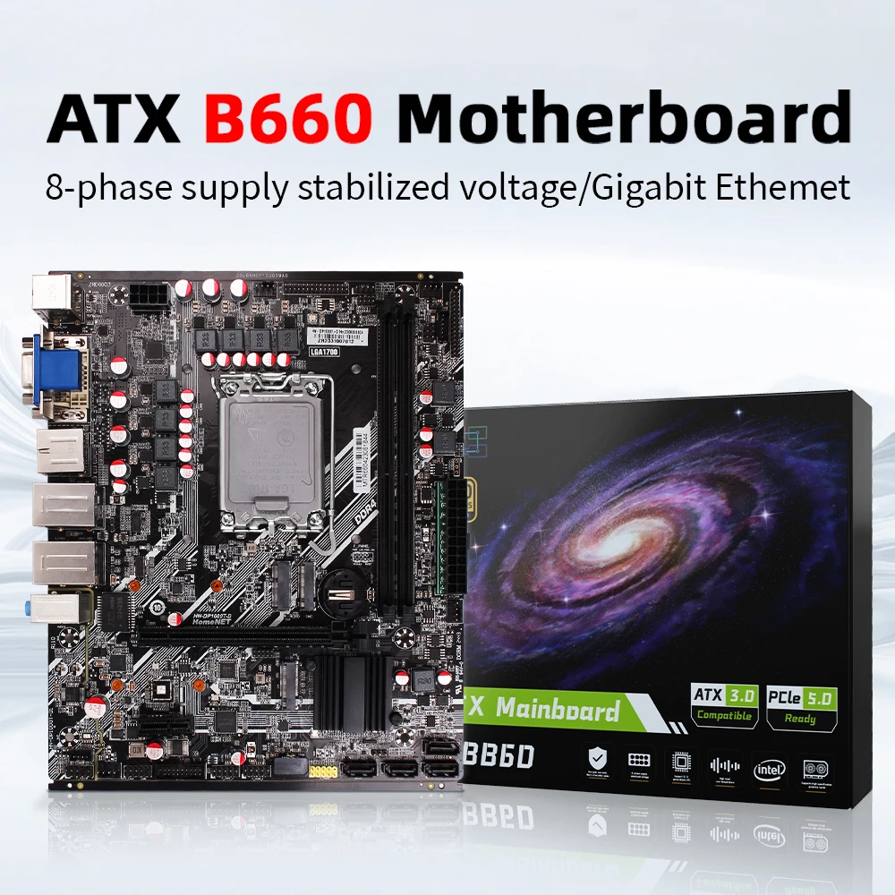 اللوحة الأم SZKIOSK B660 Atx Lga 1700 تدعم Intel Core 12th/13th CPU B660 Gaming DDR4 Memory Atx اللوحة الأم المتكاملة