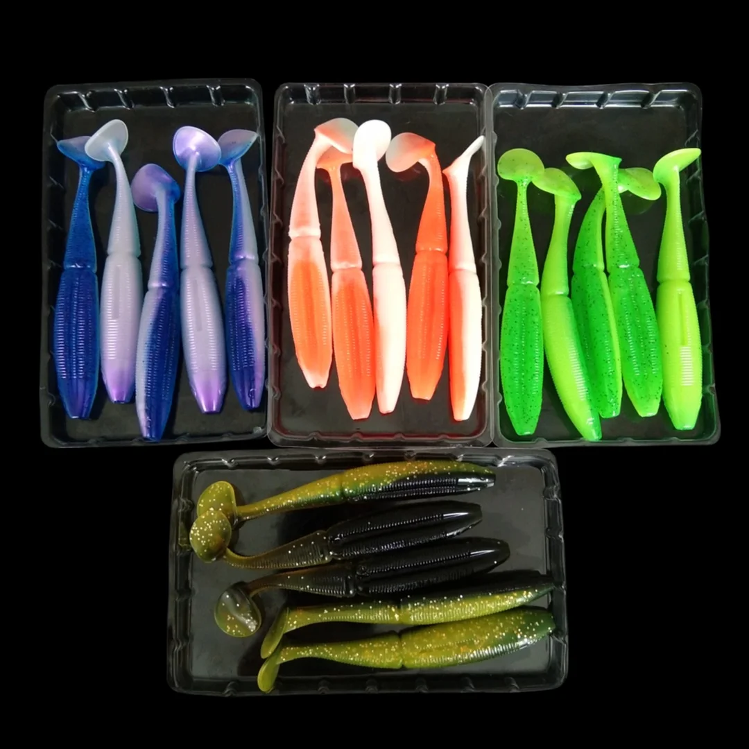 

Swolfy 20pcs 95mm 6.7g Shad Fishing Soft Lure Sea Paddle Grub Worm Silicone Wobbler Bait