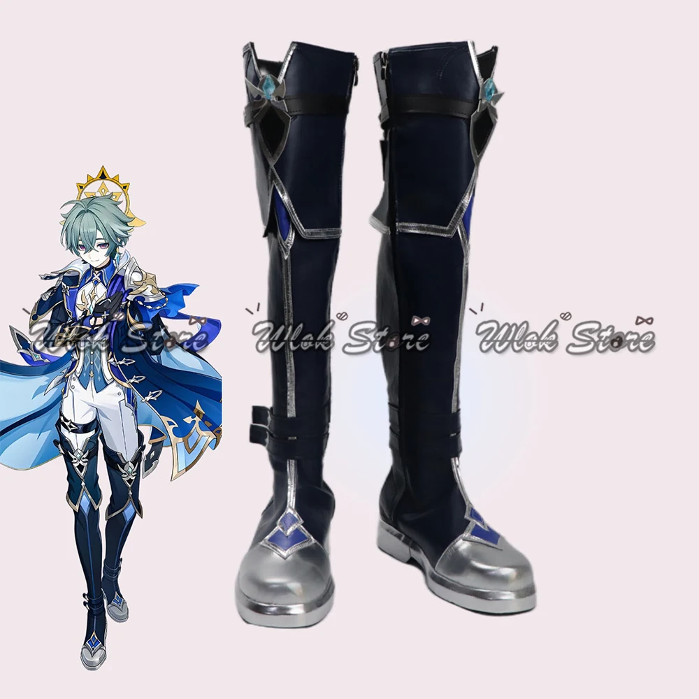 

Game Genshin Impact Lohen Cosplay Shoes Black Leather Thigh High Boots For Women Men Halloween Carnival Party Role Play Shoes