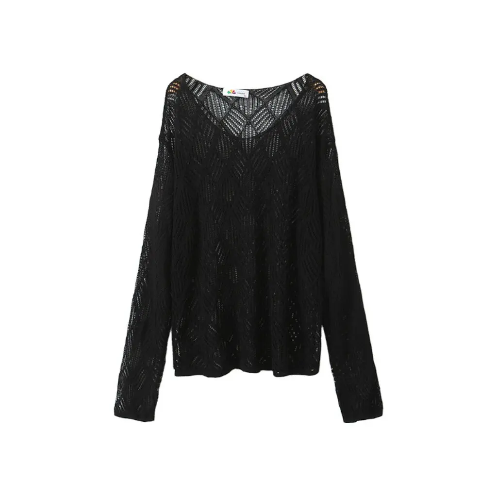 

French Casual plus Size Sling Skirt Suit Moisturizing Hollow-Out Knitted Loose Blouse 8920 Women's Large Size Fashion Set