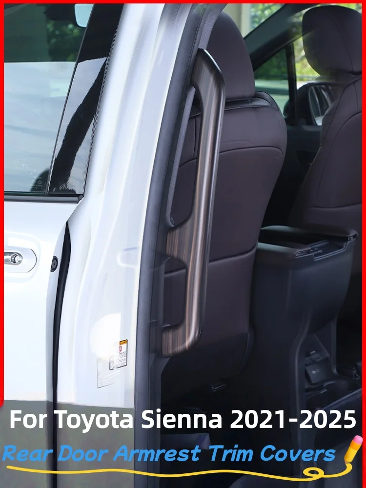 

For Toyota Sienna 2021 -2025 Car Inner Rear Door Armrest Trim Covers ABS Interior Decoration Accessories Frame Stickers 4pcs/set