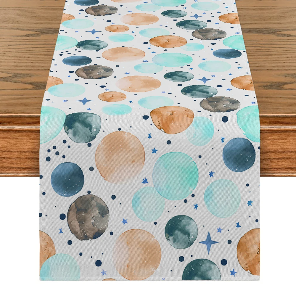 

Watercolor Cartoon Stars Table Runner Kitchen Dining Table Decoration for Indoor Outdoor Home Table Runners Dining Long Cloth