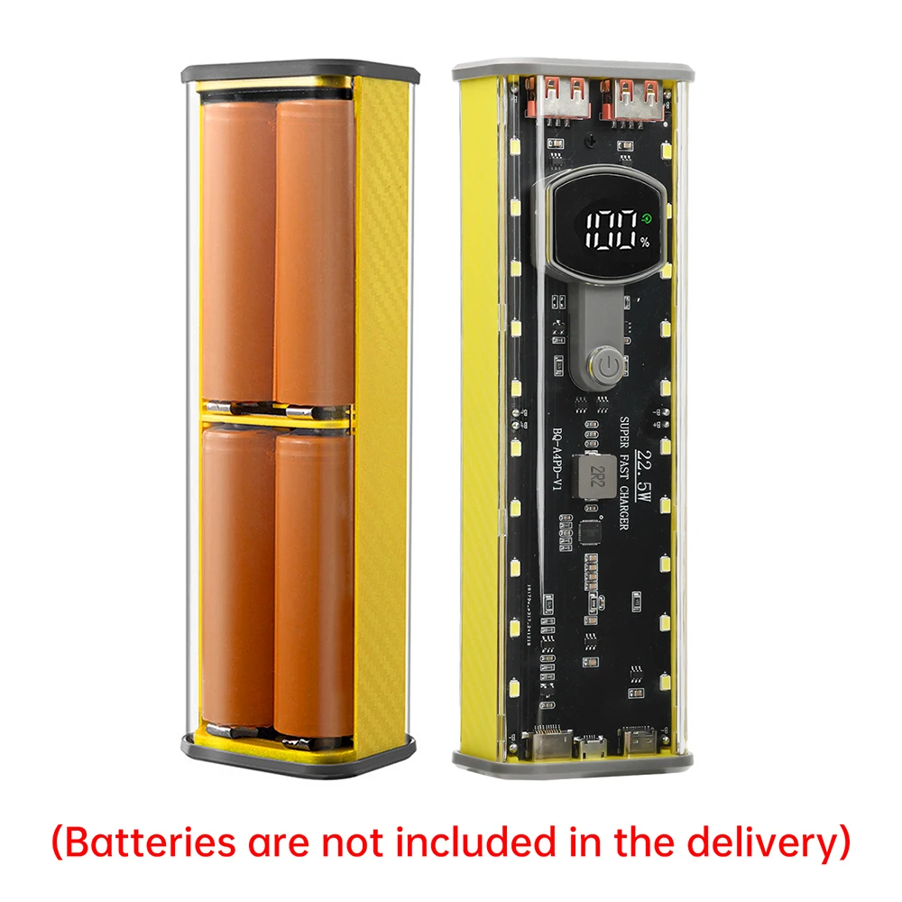 لتقوم بها بنفسك 4*21700 المزدوج USB قوة البنك مع تعديل سطوع الضوء وضع فلاش 22.5 واط PD شحن سريع صندوق تخزين البطارية