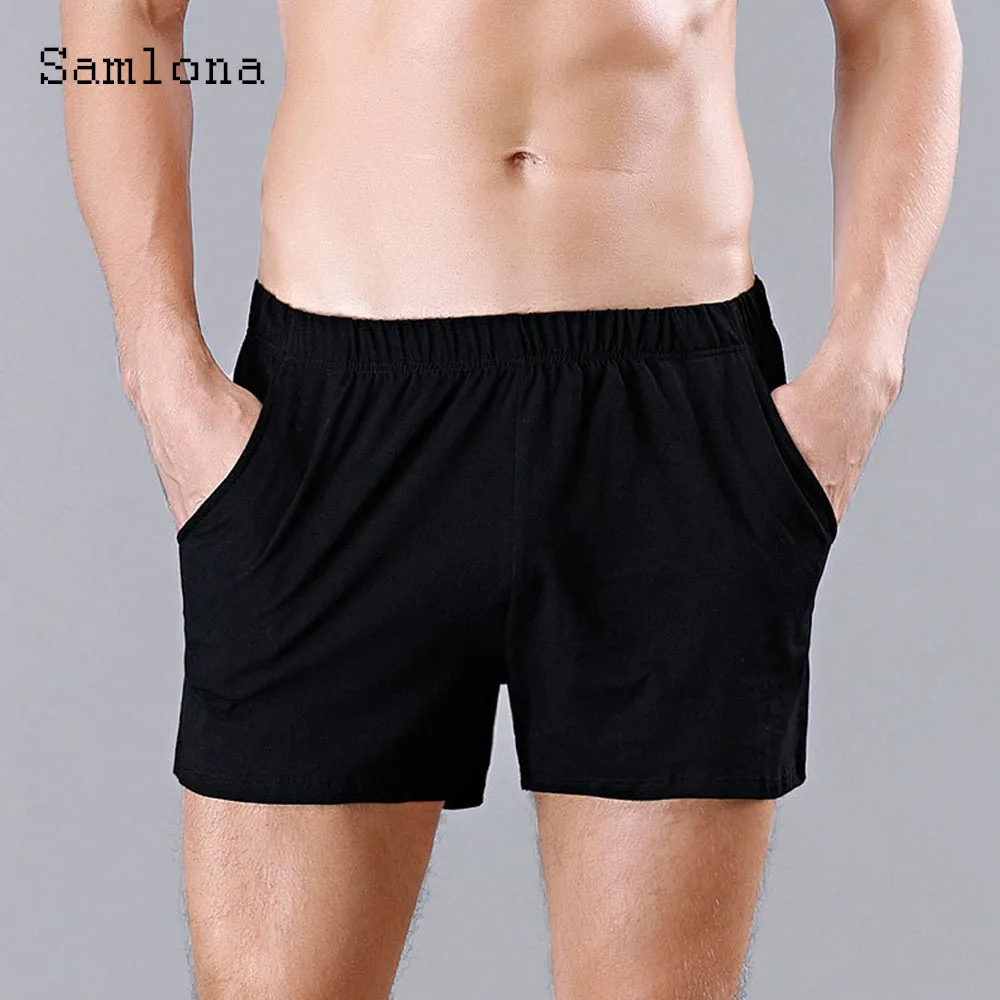 Men Stand Pockets Casual Shorts Latest Summer Cotton Beach Shorts Solid Gray Black Soft Short Pants Sexy Mens Clothing 2024