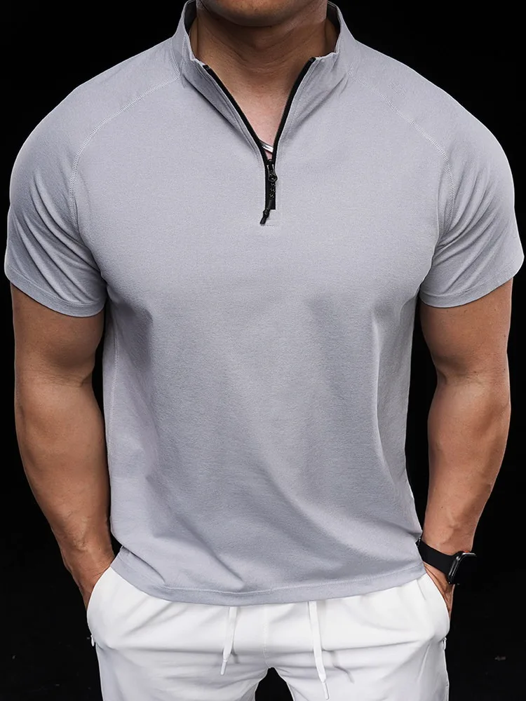 Men's Quarter Zip Athletic Shirt Quick Dry Breathable Reflective Night Running Soft Touch Gym Fitness Sports Training Tee Top