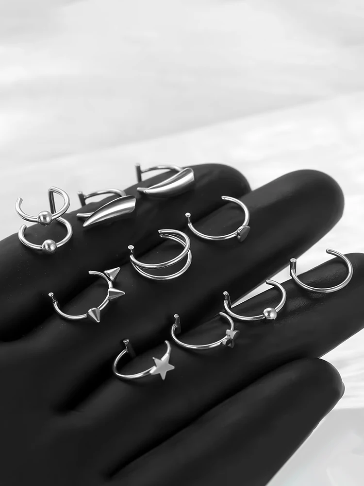 Faux anneau de nez en acier inoxydable, 1 pièce, anneaux de Septum, Clip C Non percé, anneau à lèvres, boucle d'oreille, faux Piercing de nez, bijoux de corps pour femmes