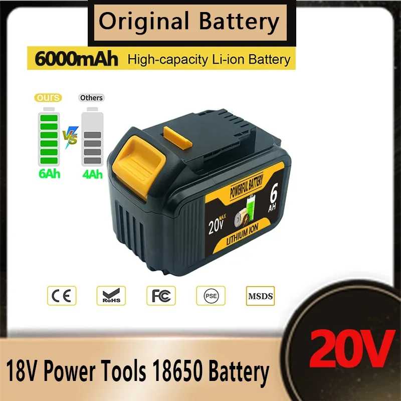 

For Original DeWalt MAX DCB205 DCB201 DCB203 Power Tool Batteries 20V 6.0Ah DCB200 Replacement Li-ion Battery