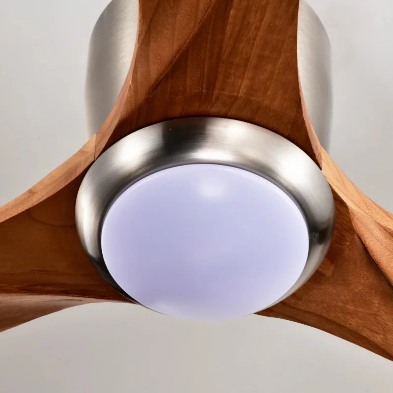 Embedded ceiling fan light 3-piece set of solid wood blades, remote control silent DC motor 6-speed modern environmentally