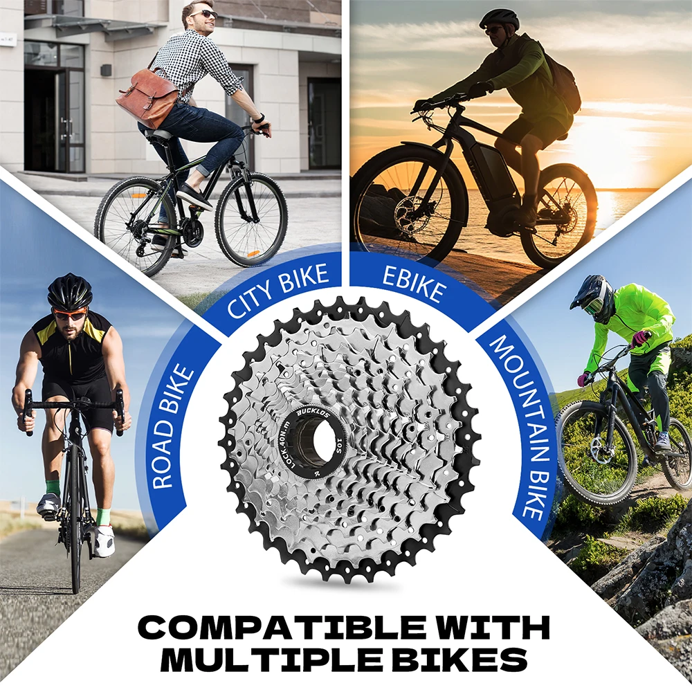 BUCKLOS Bicycle Rotary Freewheel 5V 6V 7V 8V 9V 10V Bike Thread Freewheel 5/6/7/8/9/10 Speed Bicycle Screw on Flywheel