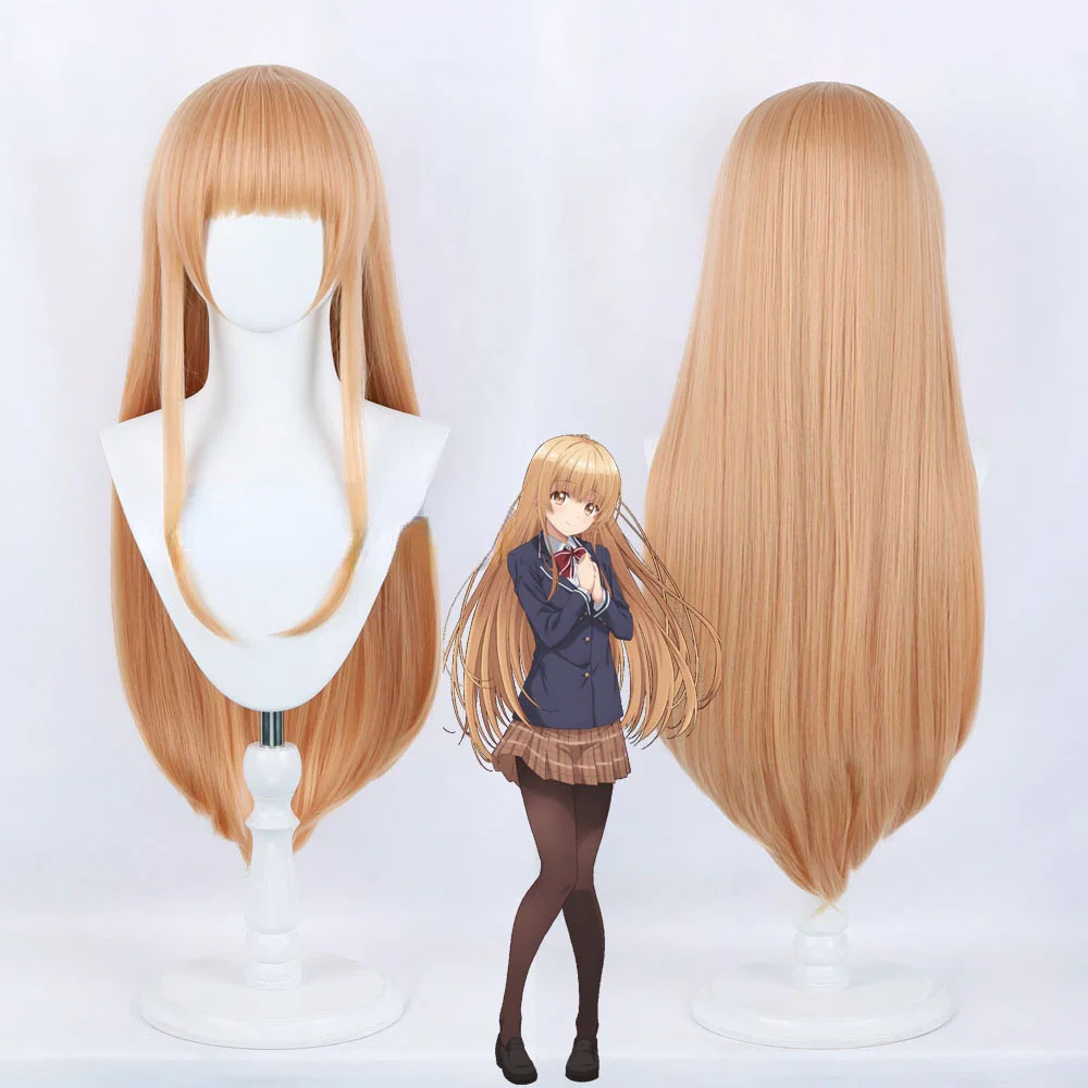 Shina Mahiru Cosplay Kostüm Perücke der Engel nebenan verwöhnt mich faul 80cm lang gemischt blonde Perücke Kleid Rock für Mädchen