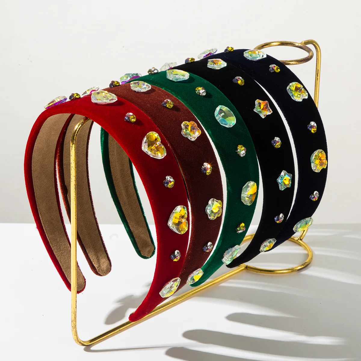 

Baroque love flannel wide edge diamond headband women's high sense light luxury ball banquet versatile hair accessories