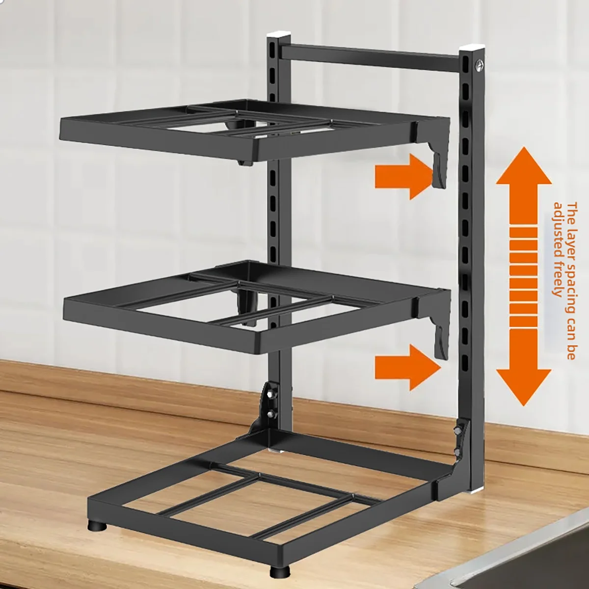 

Kitchen Shelf Space-saving Kitchenware Storage Rack Adjustable Pot Rack 2-4 Tiers Under Sink/Corner Applicable