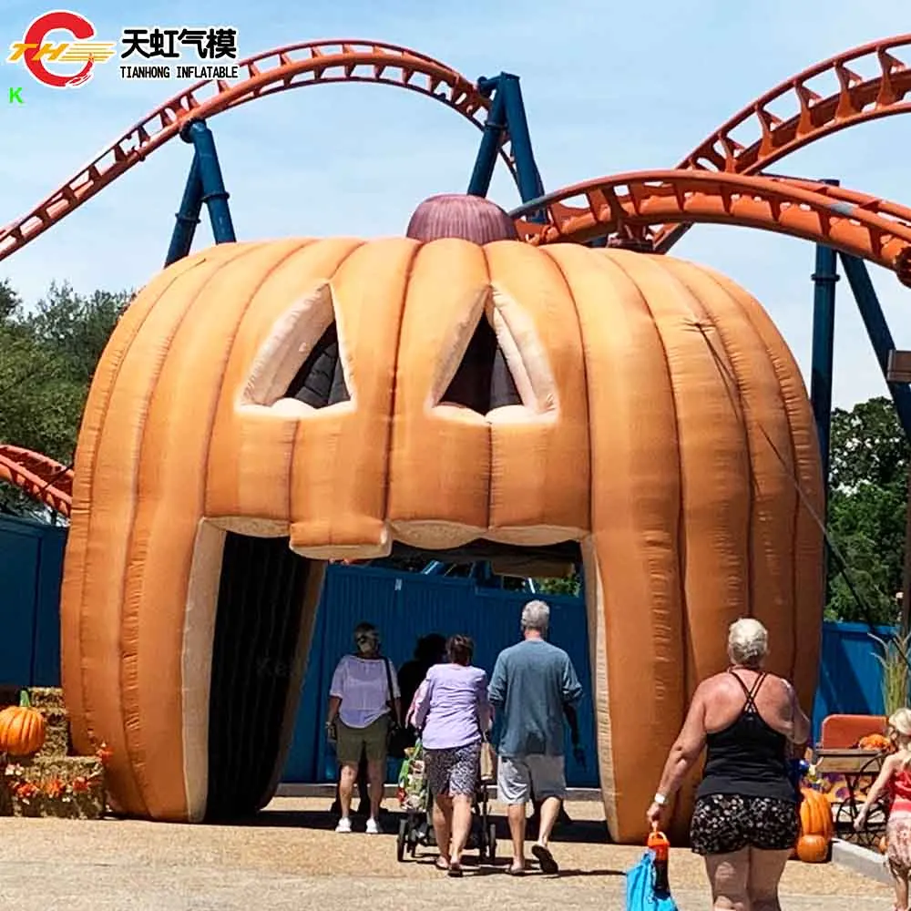 Szybka wysyłka 5m Wysoki Nadmuchiwany Tunel Wejściowy Dynia Namiot Gigantyczny Nadmuchiwany Jackolantern Scena Namiot Tunel Łuk na Sprzedaż