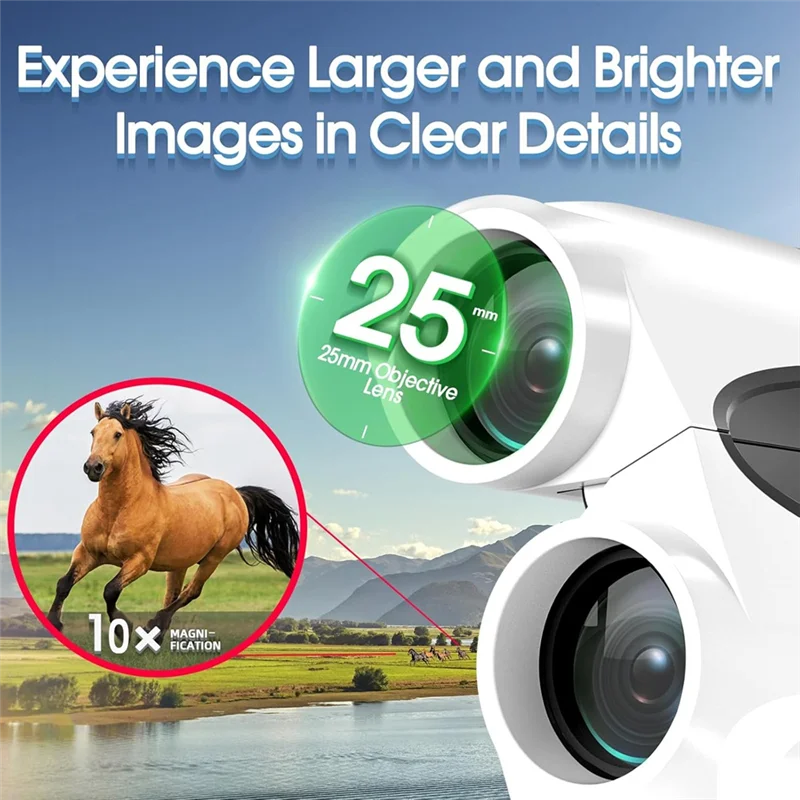 

10X25 Binoculars Waterproof Compact Binoculars With Low Light Night Vision For Outdoor Sports Concert And Bird Watching