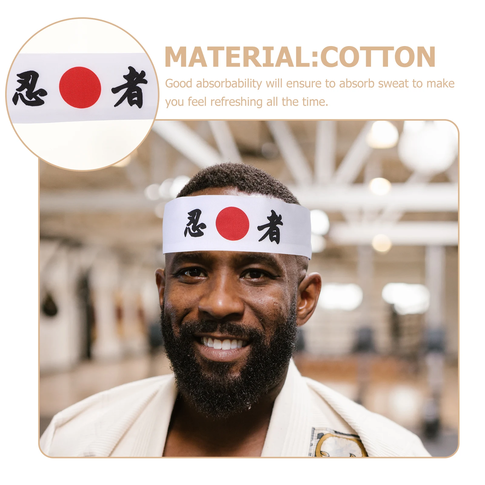 

Белая хлопковая повязка на голову с принтом японского символа, кухонная повязка для волос, впитывающая пот, спортивная бандана для каратэ, Харачимаки, шеф-повара для мужчин