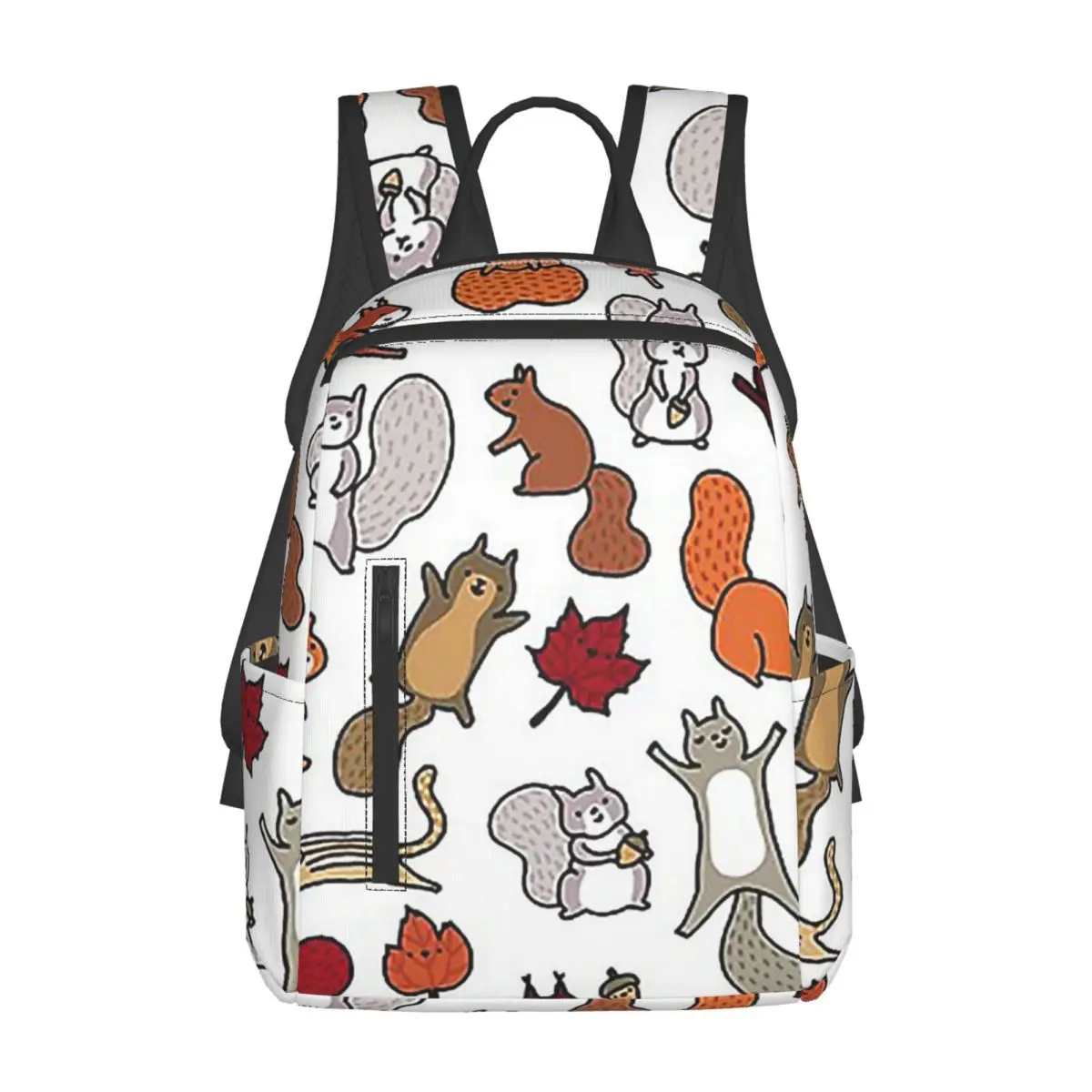 秋のリスの落書きバックパックデイパック大容量子供用ブックバッグスクールバッグショルダーバッグ男性用女性用