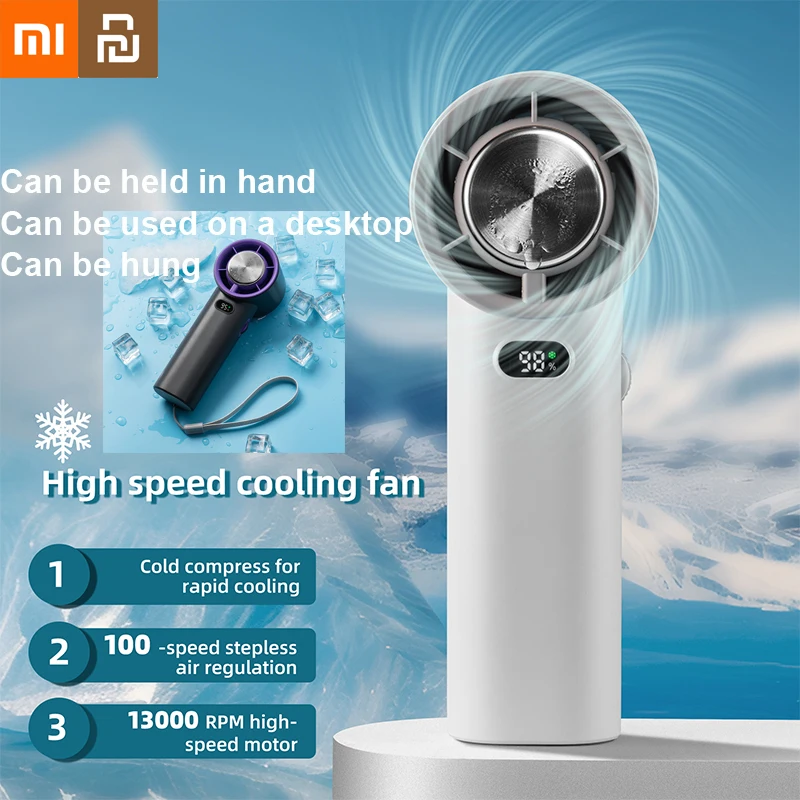 

Xiaomi Youpin 100 Gears Turbo Fan Handheld Mini Portable Ice Cold Fan High Speed Cooling Strong Wind Duct Fans Violent Blower