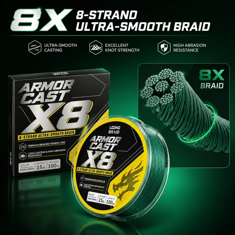 LOONG BRAID X8 PE Geflochtene Angelschnur 100M Verblassungsresistent Ultra-Dünn Extrem Stark Abriebfest Multifilament-Schnur – Detail 8