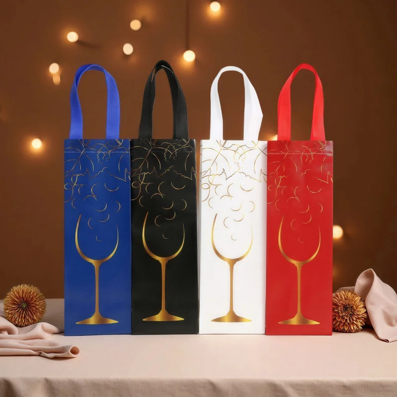 

New Non-Woven Fabric Wine Bag Beige Series Red Wine Bag Party Gift Packaging Bag Wine Bag