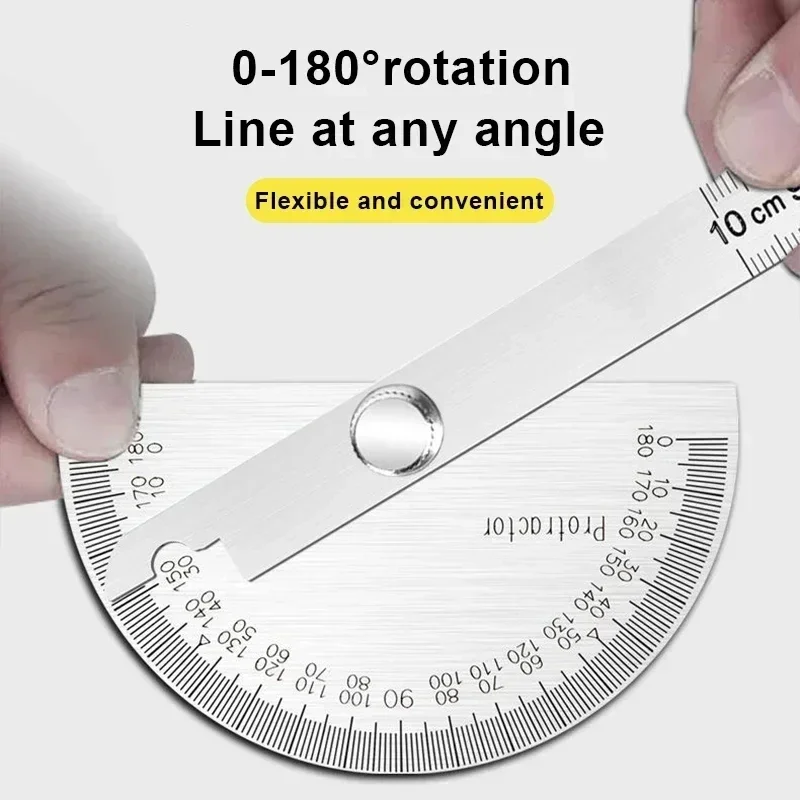 Angle Meter Measure Protractor Ruler Metal Finder 180 Degree Guage Goniometer Stainless Steel Woodworking Wood Measurement Tool